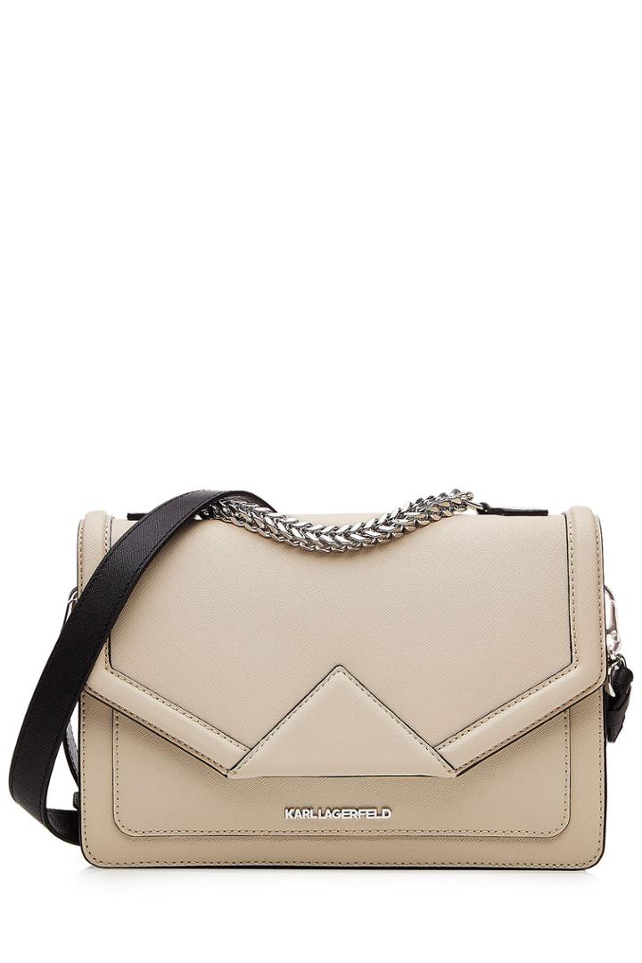 Karl Lagerfeld Karl Lagerfeld K/klassik Leather Shoulder Bag - Beige