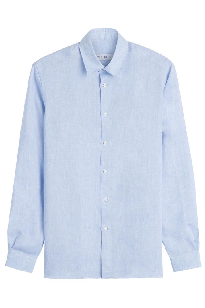 Swim With Mi Swim With Mi Slim Fit Linen Shirt - Blue