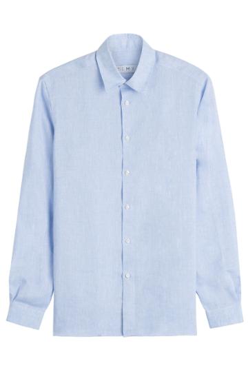 Swim With Mi Swim With Mi Slim Fit Linen Shirt - Blue