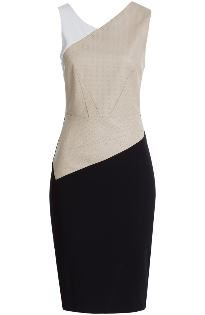 Roland Mouret Harley Crepe Dress With Perforated Leather