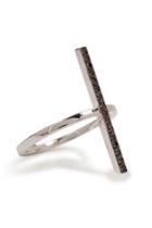 Ileana Makri Ileana Makri 18k White Gold Cross Over Ring With Black Diamonds - Multicolor