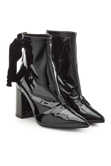 Robert Clergerie X Self-portrait Robert Clergerie X Self-portrait Patent Leather Ankle Boots With Ribbons