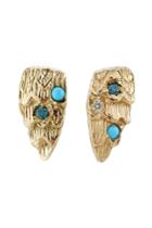 Carolina Bucci Carolina Bucci Owls Wing 18k Gold Earrings With Turquoise And Diamonds - Yellow
