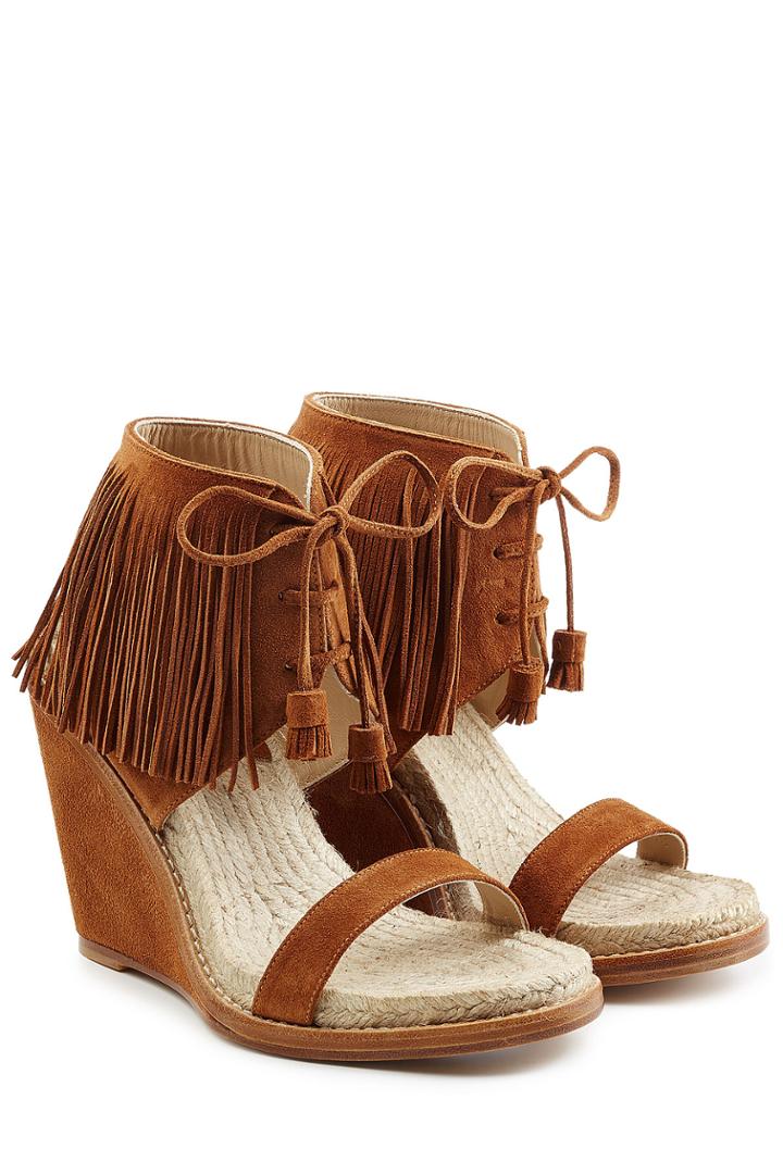 Paul Andrew Paul Andrew Fringed Suede Sandals - Brown