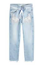 Off White Off White Embroidered Crop Jeans