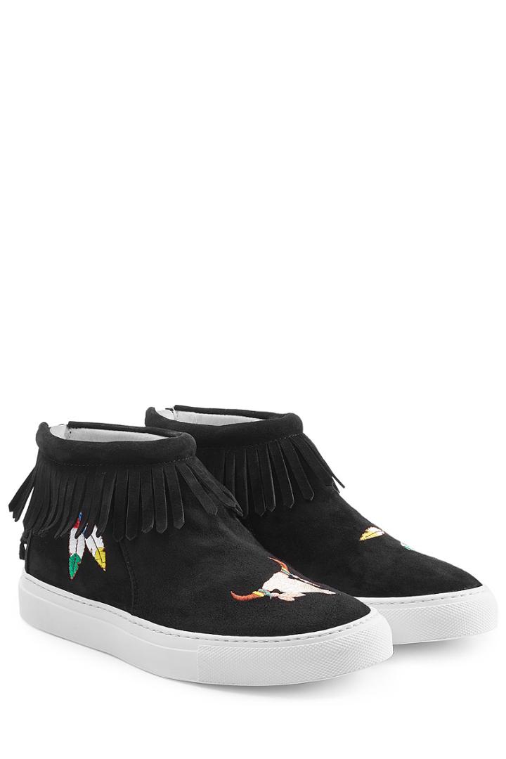 Joshua Sanders Joshua Sanders Embroidered Suede Sneakers - White