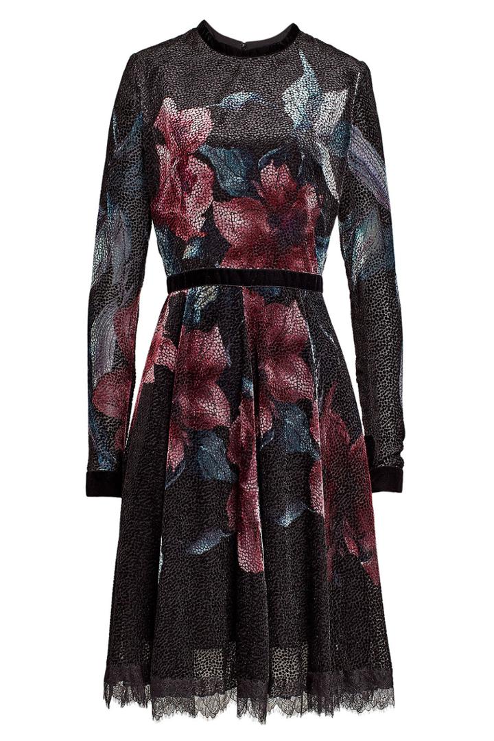 Elie Saab Elie Saab Printed Velvet Dress With Silk