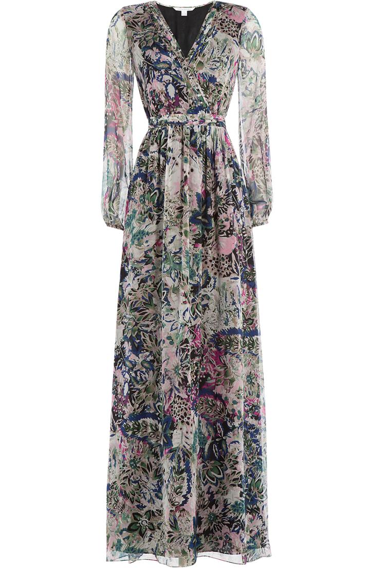Diane Von Furstenberg Printed Silk Chiffon Maxi Dress