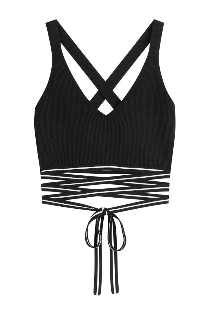 Fentyxpuma By Rihanna Fentyxpuma By Rihanna Cropped Top With Self-tie Trims - Black