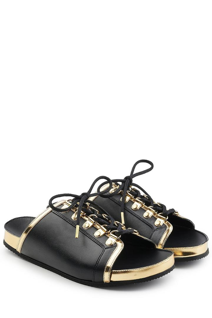 Balmain Balmain Leather Lace-up Slides