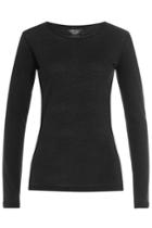 Majestic Majestic Long Sleeved Cotton Top With Cashmere - Black