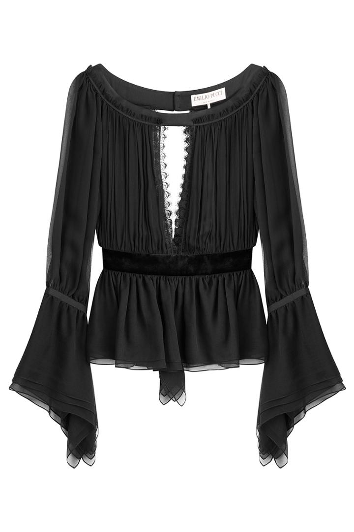 Emilio Pucci Emilio Pucci Silk Blouse With Lace - Black