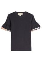 Burberry London Burberry London Cotton T-shirt With Checked Trim