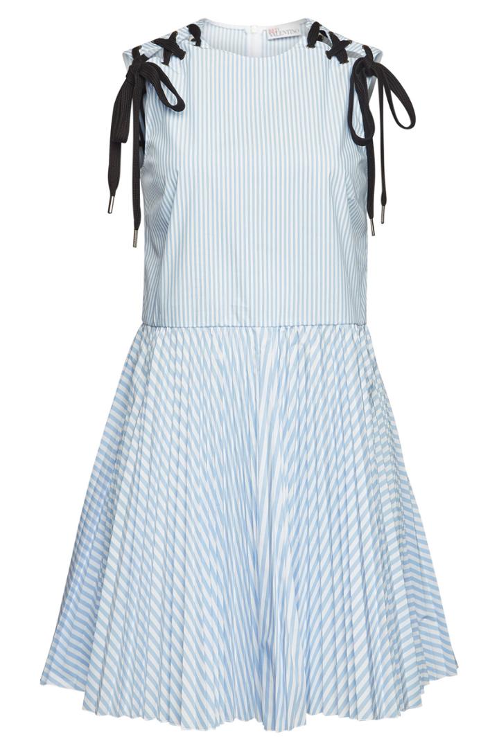 Red Valentino Red Valentino Striped Mini Dress With Lace-up Detail