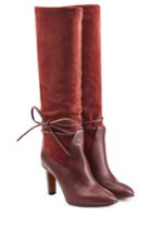 Chloé Chloé Suede And Leather Boots With Side Tie - Red