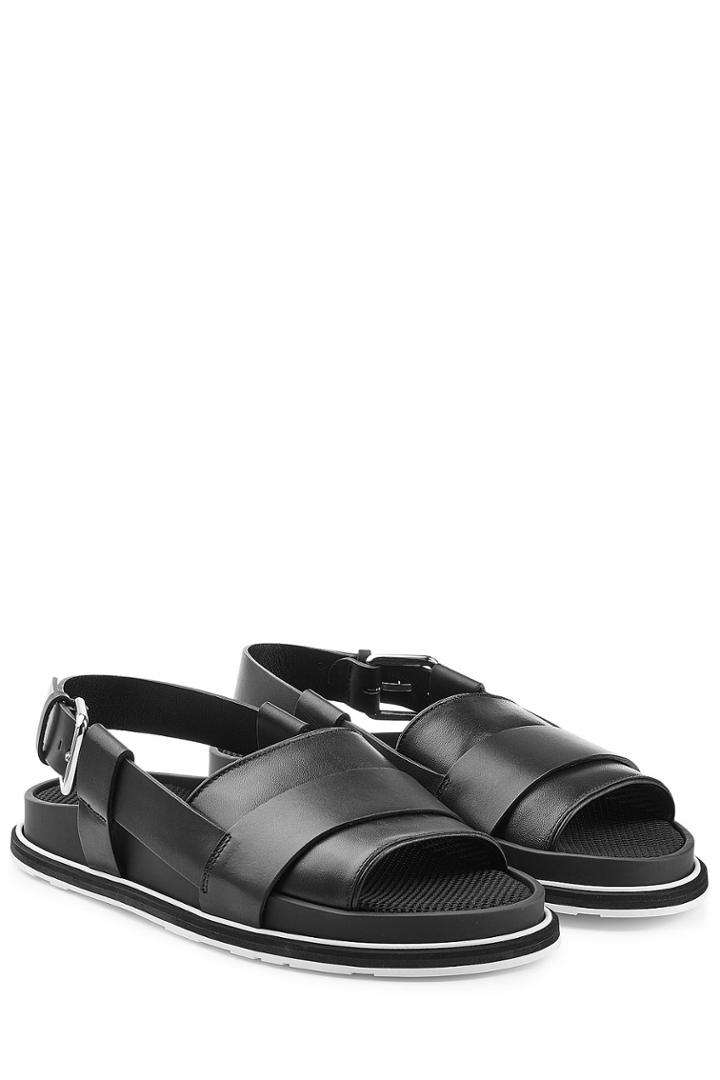 Jil Sander Jil Sander Leather Sandals With Buckled Back Strap - Black