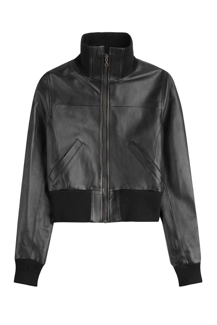 Anthony Vaccarello Anthony Vaccarello Leather Bomber Jacket - Black