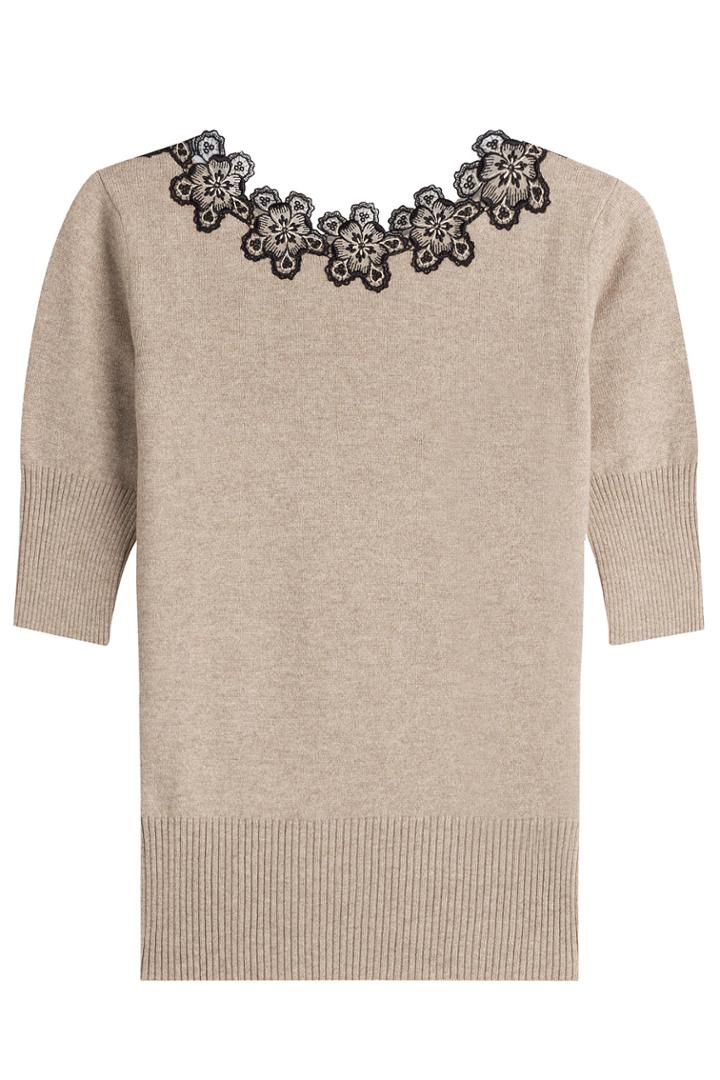 Etro Etro Wool Blend Knit Top With Lace - Beige