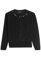 Simone Rocha Simone Rocha Embellished Merino Wool Cardigan With Silk - Black