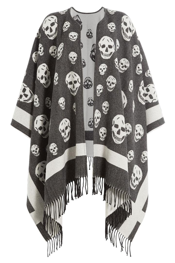 Alexander Mcqueen Alexander Mcqueen Skull Print Wool Cape - Multicolor