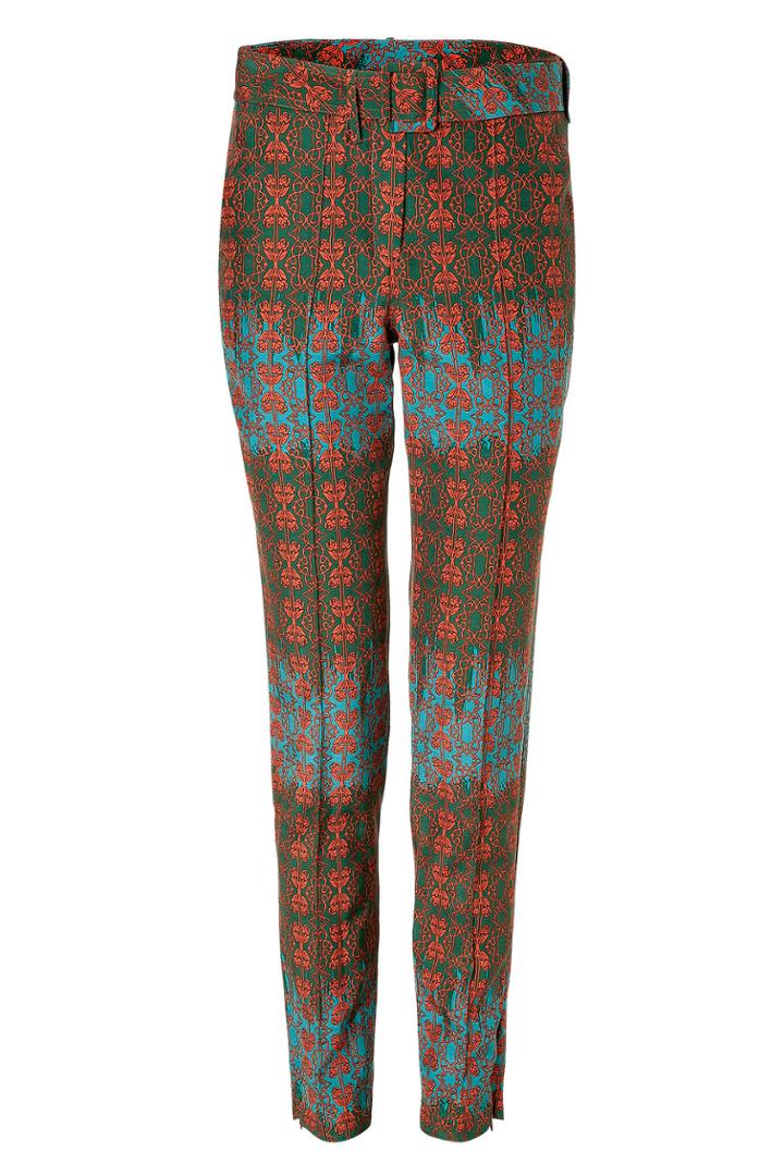 Sophie Theallet Sophie Theallet Olive/rust-multi Belted Arabesque Silk-cotton Pant