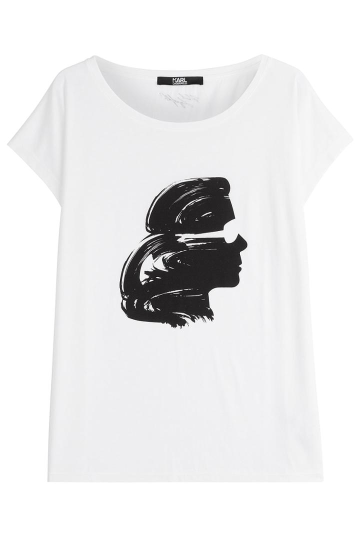 Karl Lagerfeld Karl Lagerfeld Painted Karl Head Printed T-shirt - White