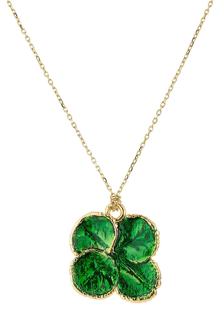 Aurélie Bidermann Aurélie Bidermann 18kt Gold Mini Clover Necklace - Green