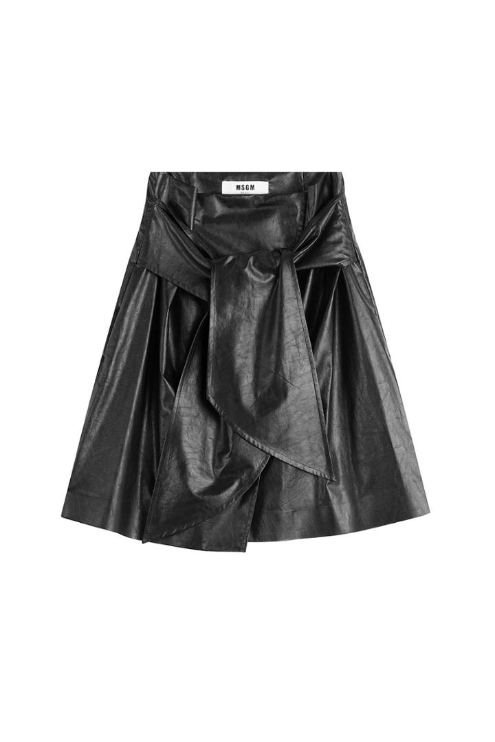 Msgm Msgm Coated Cotton Belted Skirt