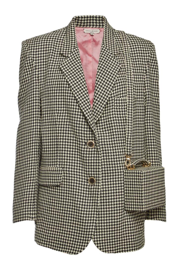 Natasha Zinko Natasha Zinko Houndstooth Wool Blazer With Decorative Clutch