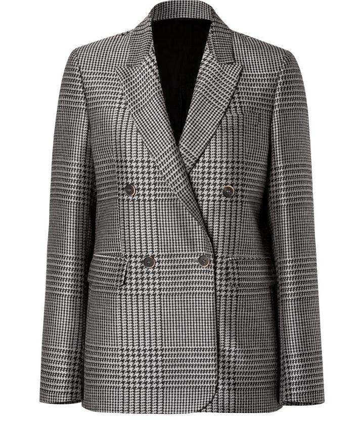 Msgm Fleece Wool-silk Glen Plaid Blazer