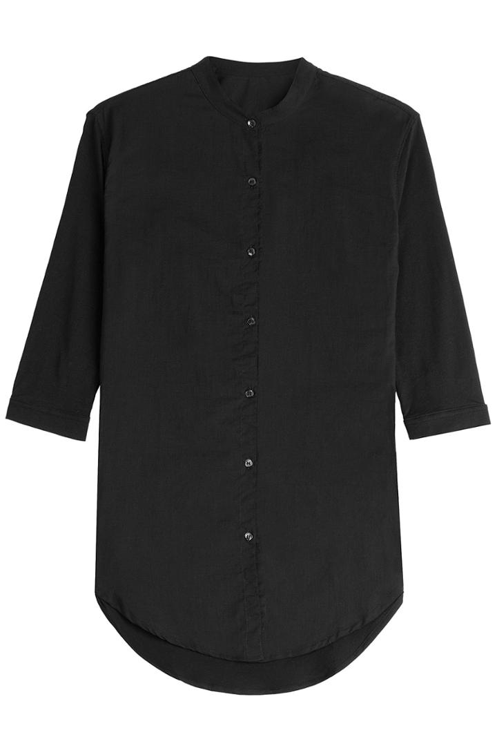 Majestic Majestic Cotton Blouse With Asymmetric Hem - Black