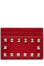 Valentino Valentino Rockstud Leather Card Holder - Red