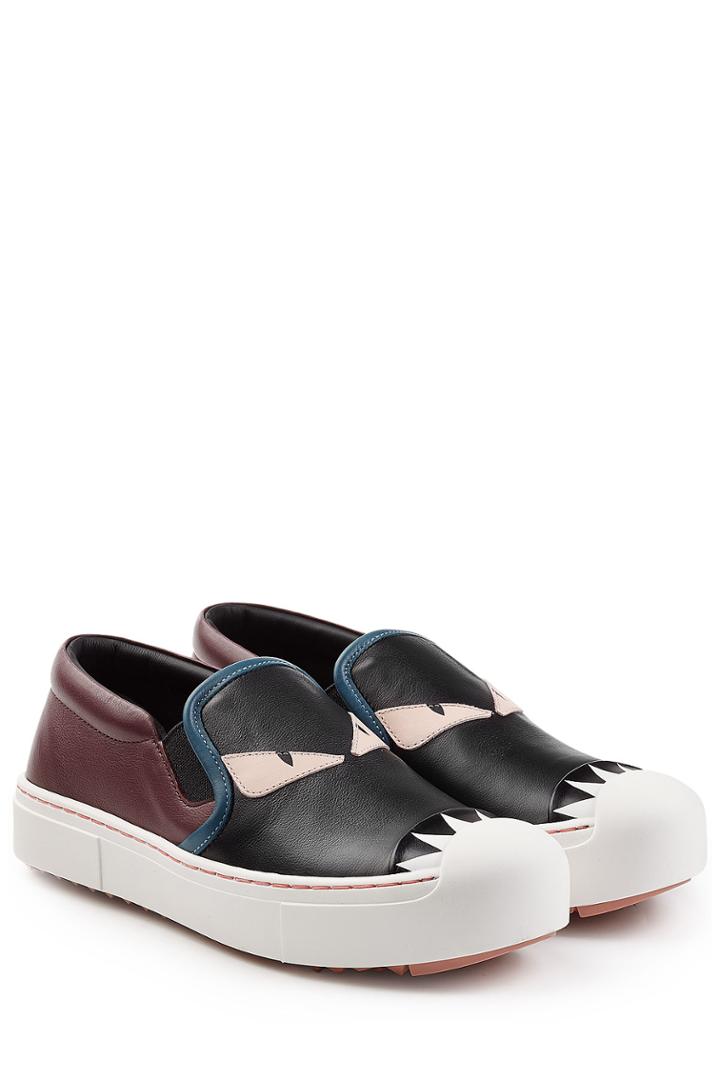 Fendi Fendi Bug Leather Slip-on Sneakers - Multicolor