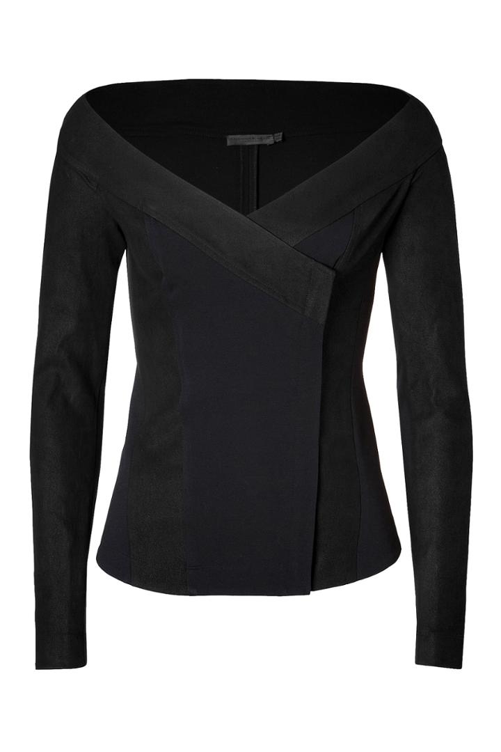 Donna Karan New York Donna Karan New York Leather Trimmed Jacket In Black