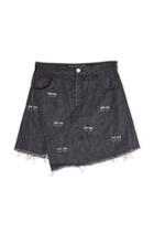 Sandy Liang Sandy Liang Distressed Denim Skirt With Embellishment