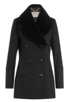 Burberry London Burberry London Wool Jacket With Rabbit Fur Collar