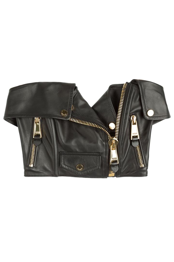 Moschino Moschino Leather Crop Top - Black