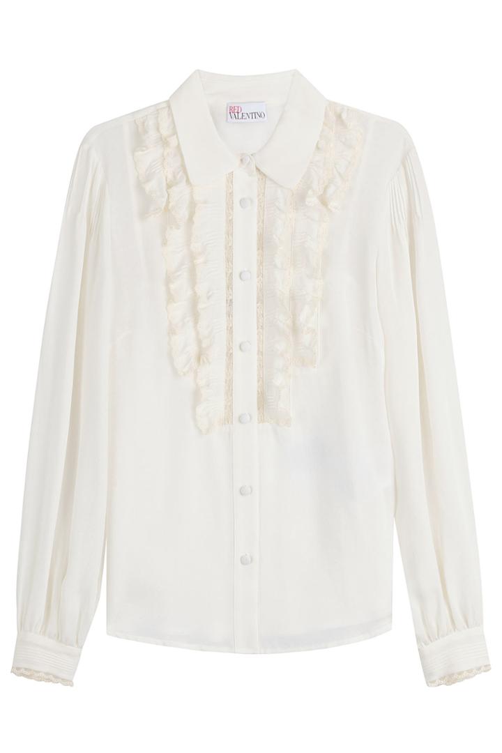 R.e.d. Valentino R.e.d. Valentino Silk Blouse With Lace Ruffle Trim
