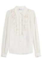 R.e.d. Valentino R.e.d. Valentino Silk Blouse With Lace Ruffle Trim
