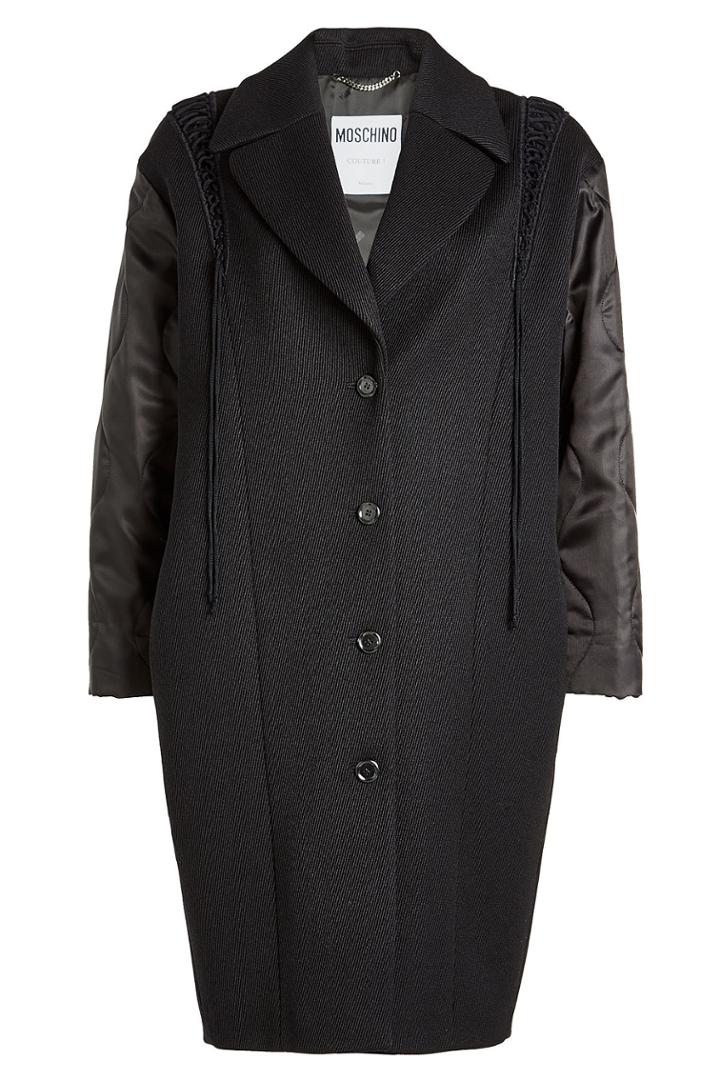 Moschino Moschino Wool Twill Coat With Fabric Sleeves