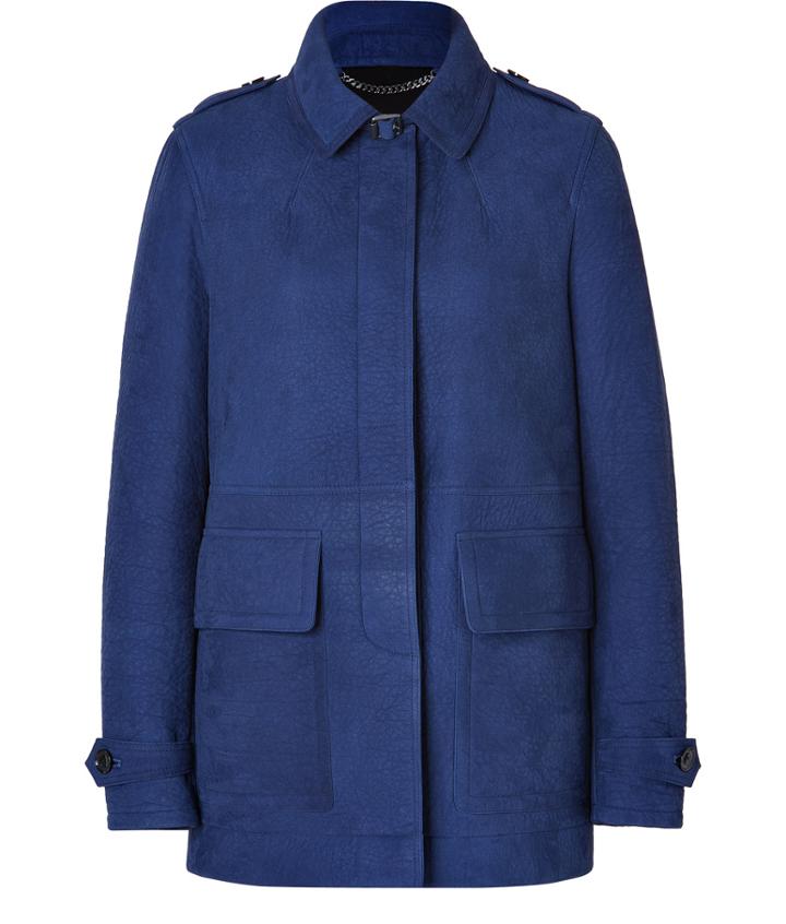 Burberry Brit Nubuck Bracey Coat In Navy Blue