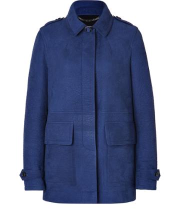 Burberry Brit Nubuck Bracey Coat In Navy Blue