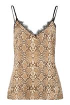 Anine Bing Anine Bing Snakeskin Printed Silk Camisole With Lace