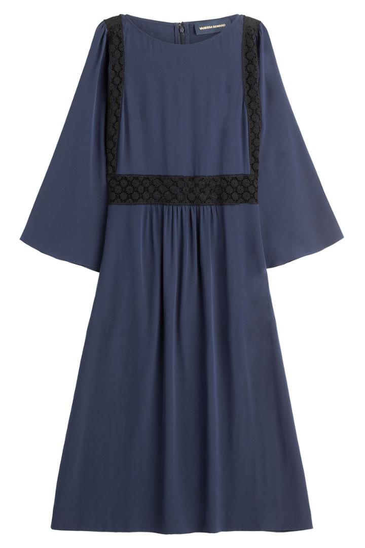Vanessa Seward Vanessa Seward Silk Dress With Lace - Blue