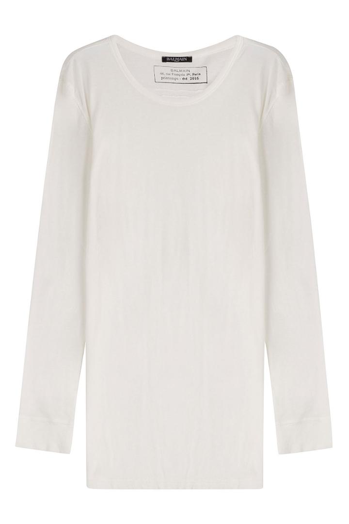 Balmain Balmain Cotton-linen Long Sleeved Top - White