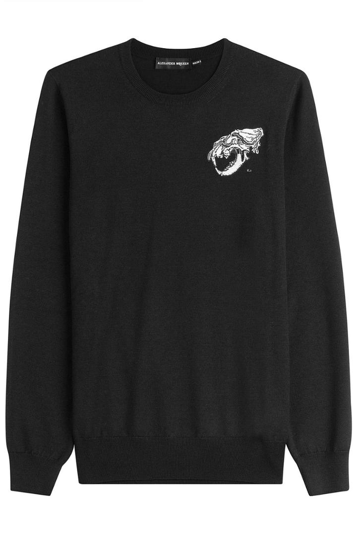 Alexander Mcqueen Alexander Mcqueen Wool Pullover With Silk - Black