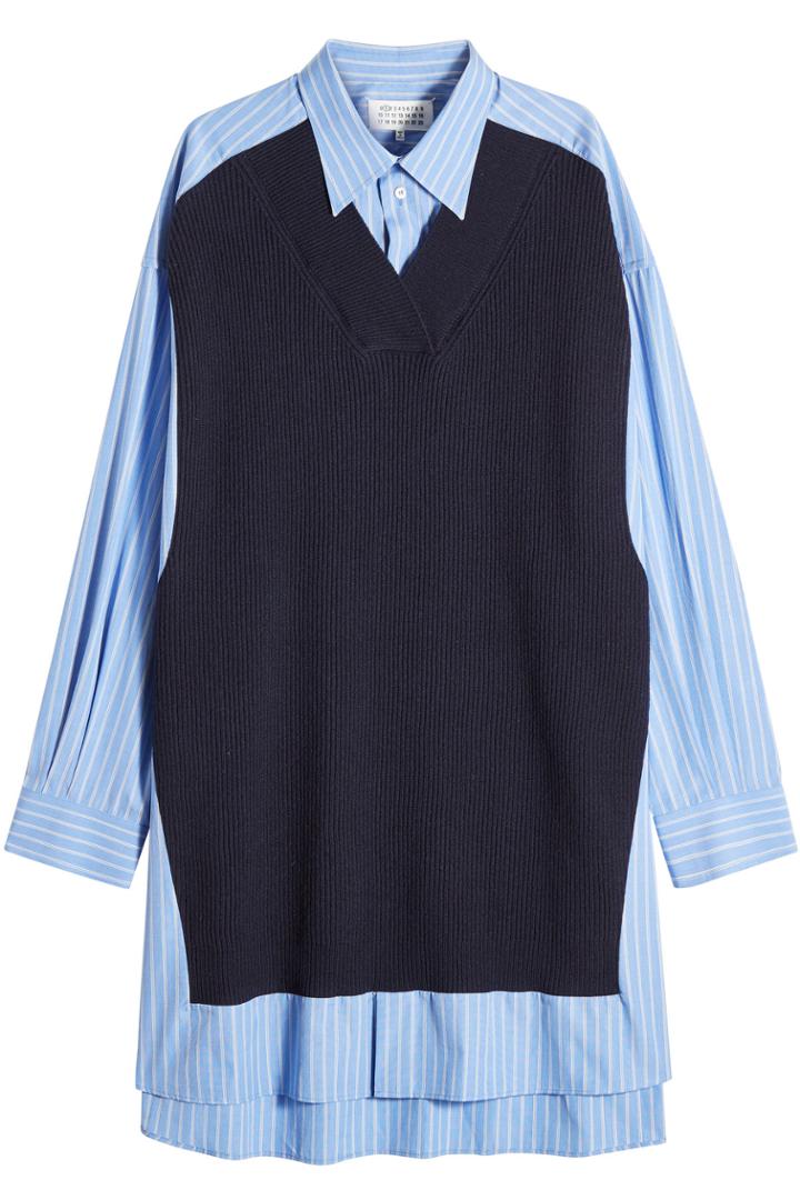 Maison Margiela Maison Margiela Oversized Striped Cotton Shirt With Wool