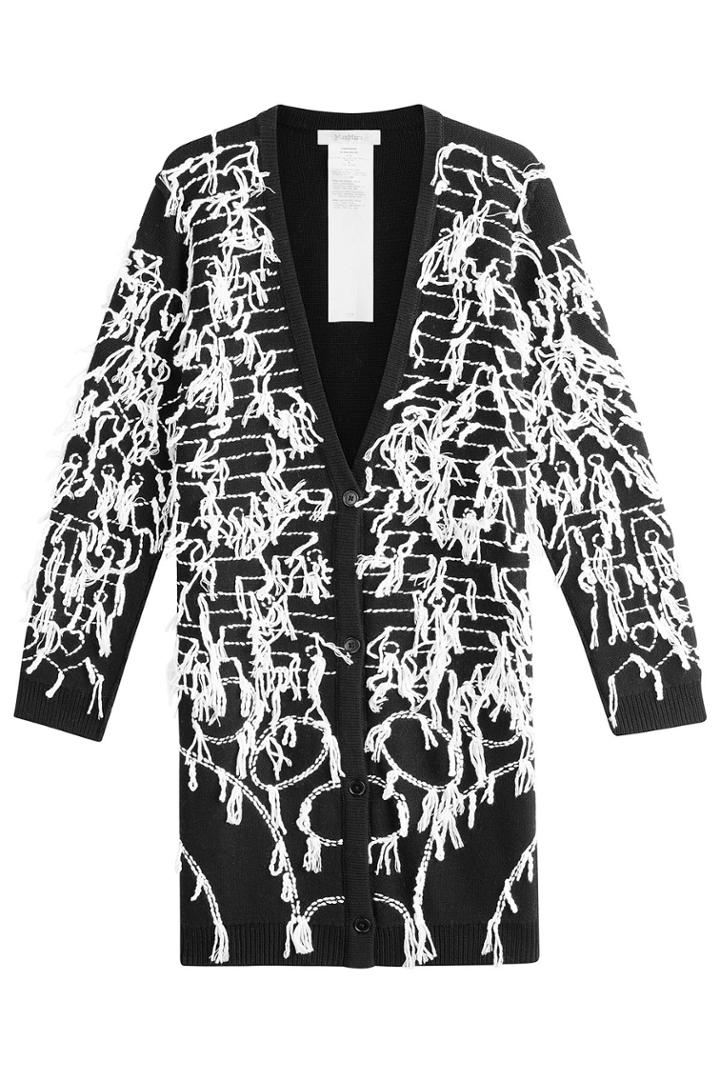 Max Mara Max Mara Virgin Wool Fringed Cardigan - Multicolor