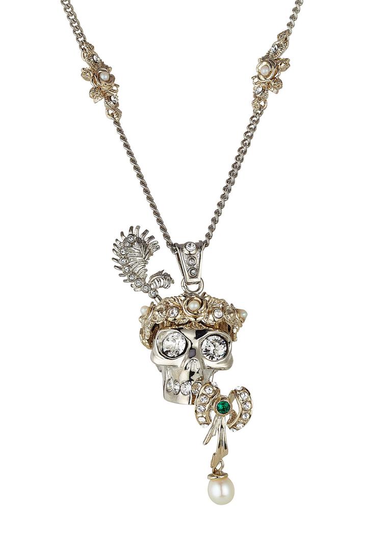 Alexander Mcqueen Alexander Mcqueen Embellished Skull Necklace - Silver