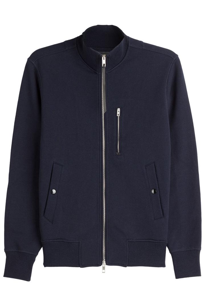 Rag & Bone Rag & Bone Trooper Bomber Zipped Cotton Jacket - Blue